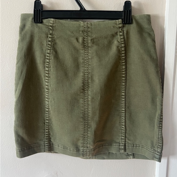Free People | Modern Femme Olive Green Denim Mini Skirt - Picture 2 of 3